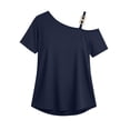 thumbnail image 3 of yillto Womens off Shoulder Top Short Sleeve Fashion Blouse Casual Summer Going out Loose Tunics Tee, 3 of 6