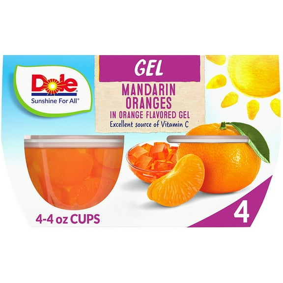 Pack of 2 Dole Fruit Bowls - Mandarins in Orange Flavored Gel, 4 ct (Package May Vary)