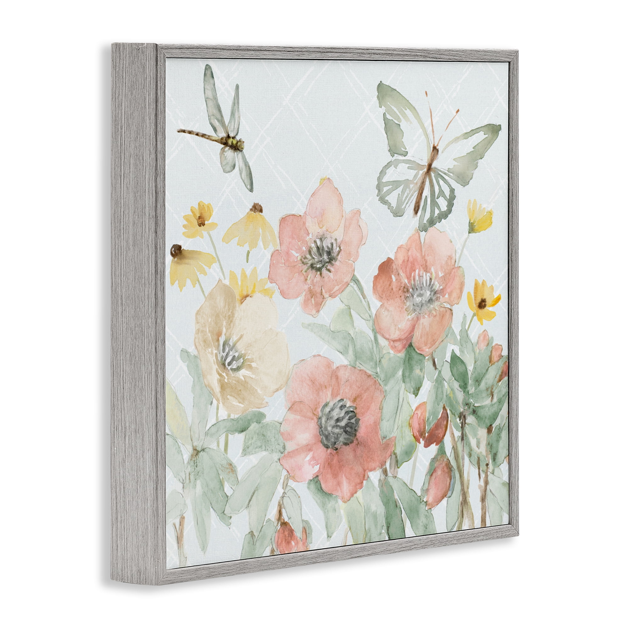 Stupell Industries Garden Joy Butterflies Gray Framed Giclee Art, design by Lanie Loreth