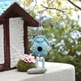 thumbnail image 4 of Outdoor Resin Blue Puppy Birdhouse With Daisies And Butterflies Garden Landscapes Decoration For Balcony Gardening, 4 of 9