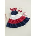 thumbnail image 3 of 4th of July Toddler Little Girl Outfit Fourth of July Red White and Blue Dress American Flag Tiered Dresses, 3 of 9