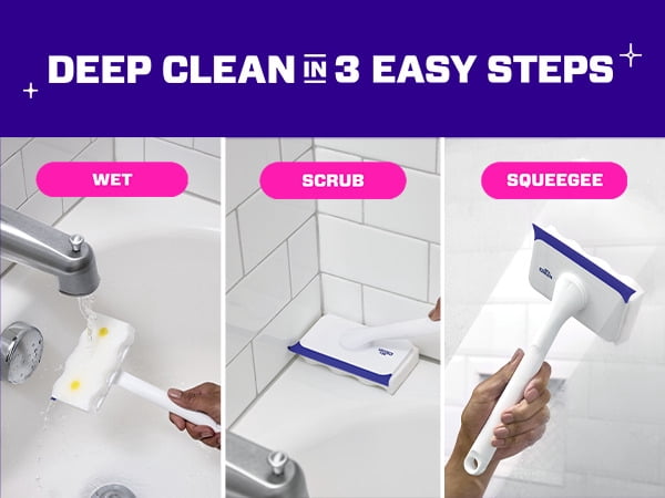 Mr. Clean Shower & Tub Scrubber, Starter Kit, 2 Scrubber & 6 Erasers