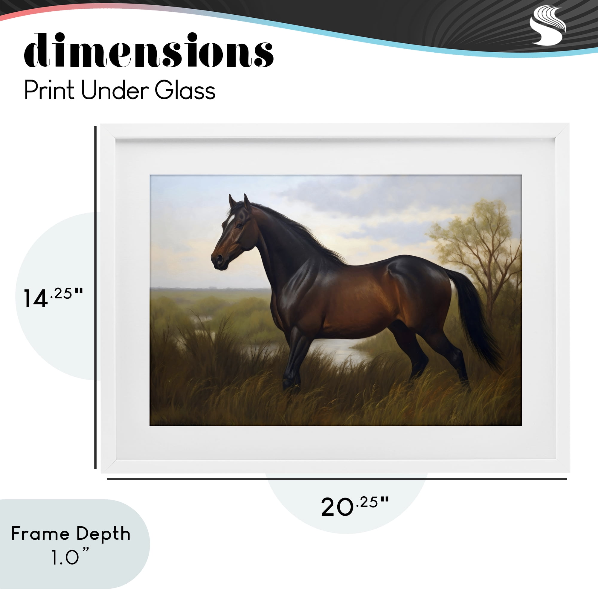 Stupell Industries Stallion in Marshland White Framed Print Under Glass, design by Creative Studio