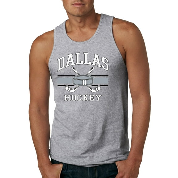 Wild Bobby City of Dallas Hockey Fantasy Fan Sports Men's Tank Top, Heather Grey, Medium