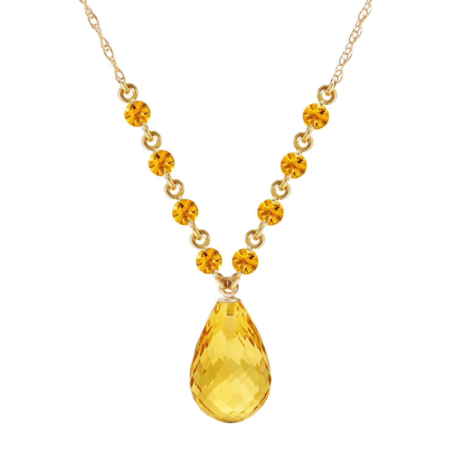 Galaxy Gold 14K Solid Gold Natural Citrine Drop Necklace for Women - Yellow Gold Fine Jewelry