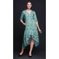thumbnail image 4 of Bimba Cotton Blue Cabbage Leaves rinted Womenâ€™s Asymmetrical ShiftÂ&nbsp;DressÂ&nbsp;With Pockets Casual MidiÂ&nbsp;Dress-Medium, 4 of 5