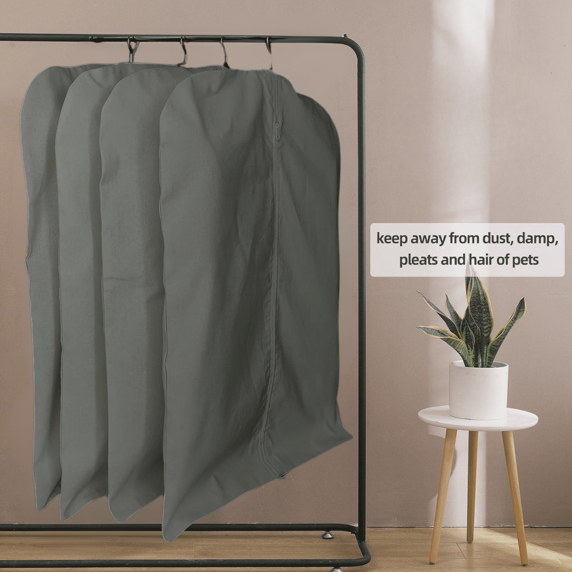 100% Cotton Canvas Garment Cover for Suits, Coats, Dresses; Travel Bag (X-Large (24"x60"), Gray)