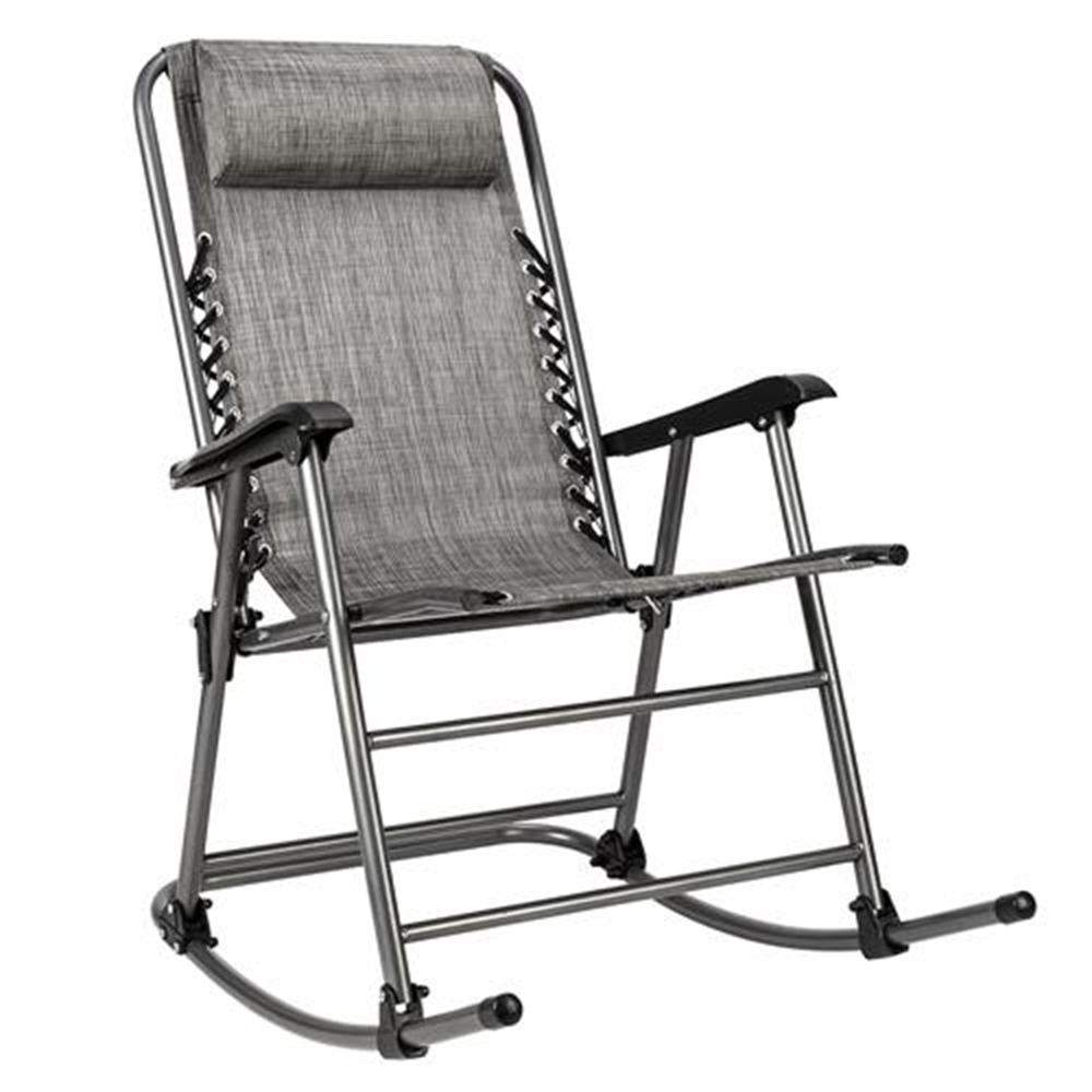 Zero Gravity Outdoor Rocking Chair, Adjustable Folding Rocking Chair Chaise with Headrest Pillow for Patio Lawn Camping Fishing Backyard Beach, Rocking Chair Support 300 lbs, JA1437 - image 1 of 9