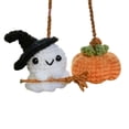 thumbnail image 4 of Halloween Ornament Crochet Ghost Pumpkin Hanging Pendant for Car Rearview Mirror Interior Decor, 4 of 4