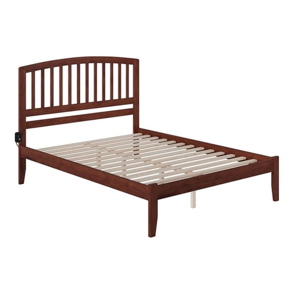 Leo & Lacey Contemporary Queen Solid Wood Platform Bed in Walnut
