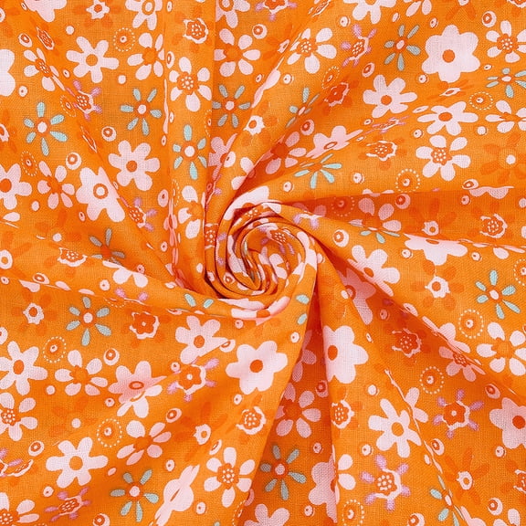 Fall Floral Printed Fabric by The Yard Flower Cotton Fabric 62.9 Inch Wide Orange Wildflower Fabrics Vintage Flower Cloth