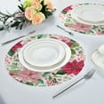 thumbnail image 4 of 15.4" Round Placemat Set of 1 Polyester Fabric Place Mats Non-Slip Dining Kitchen Table Mats for Kitchen Party Decor Red Flowers and Leaves, 4 of 5