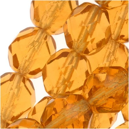 - Czech Fire Polished Glass Beads 8mm Round 'Amber Topaz' (25)