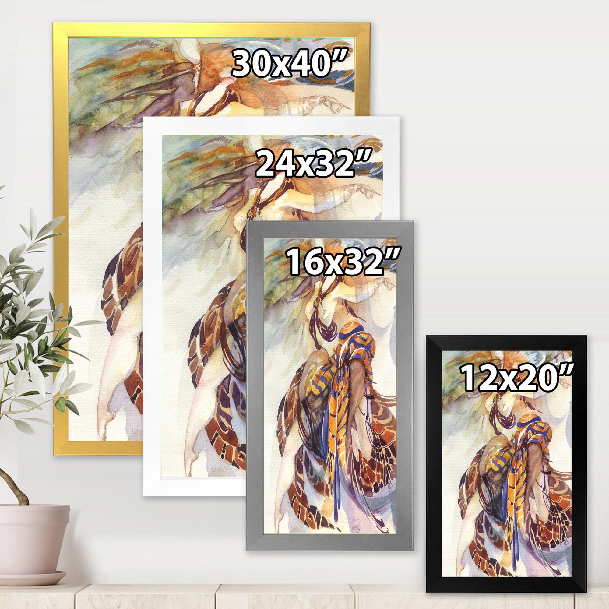 Designart 'Allegory of Paradise Bird Woman Portrait' Traditional Framed Art Print