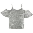 thumbnail image 2 of bar III Womens Cold Shoulder Knit Blouse, Grey, XX-Large, 2 of 2