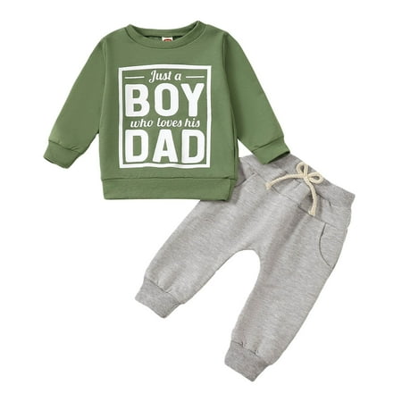 Xudanell Toddler Boy Sweatsuit Long Sleeve Comfort Colors Sweatshirt Pullover Tops and Jogger Pants Toddler Boy Outfits 4t Green 6-12 Months