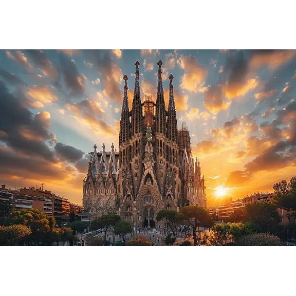 Spain Basilica of Sagrada Familia Barcelona Jigsaw Puzzle 500 Piece for Adults Wooden Travel Gift