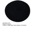 thumbnail image 7 of Painter Hat No Brim Retro Wind-proof Flat Top Artist Style Decorate Solid Color French Artist Beret Hat for Dat, 7 of 7