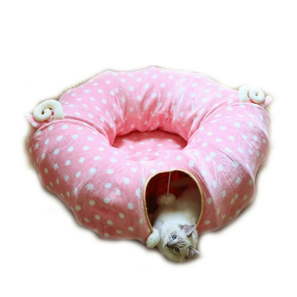 Cat Dog Tunnel Bed with Mat, Metacrafter Collapsible 3 Way Cat Tube