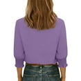 thumbnail image 6 of Women's Button Up Cardigan 3/4 Quarter Sleeve V-Neck Jacket Top Shirt Blouse Lightweight Spring Summer Casual Fashion | CSEONE,Purple XL, 6 of 8