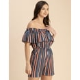 thumbnail image 3 of Moomaya Chic Printed Georgette Off Shoulder Jumpsuit - Trendy Women's Romper, 3 of 9