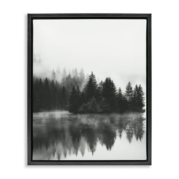 Stupell Industries Dark Tree Reflections Landscape & Nature Photography Black Floater Framed Canvas Art Print Wall Art, 17 x 21