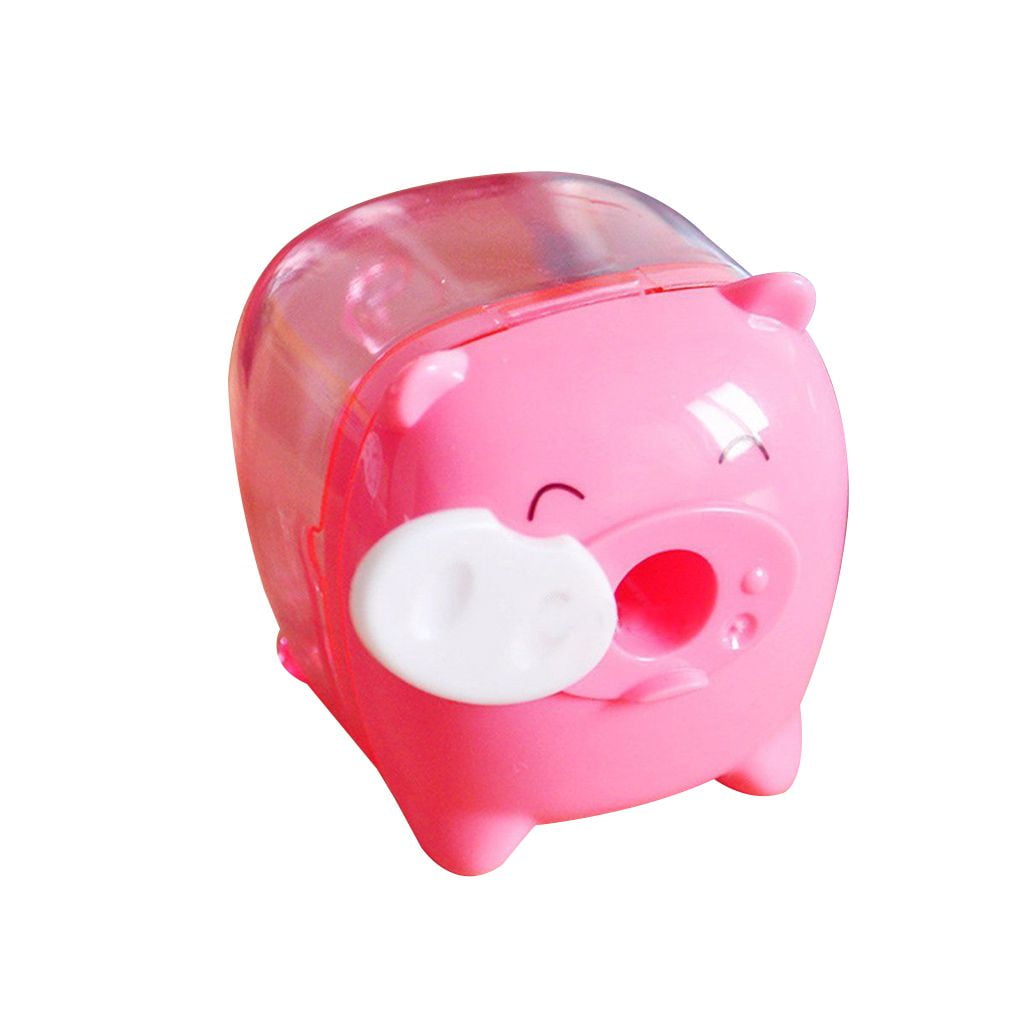 SANAG Cute Cartoon Pig Pencil Sharpener Manual Mechanical Pencil Sharpener Transparent Candy Colored for Kids
