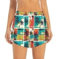 thumbnail image 2 of Picia Colorful Hawaii Palms Pattern Women's 2 in 1 Athletic Running Shorts High Waisted Workout Casual Gym Sweat Shorts with Comfy Liner Zipper Pockets-Large, 2 of 9