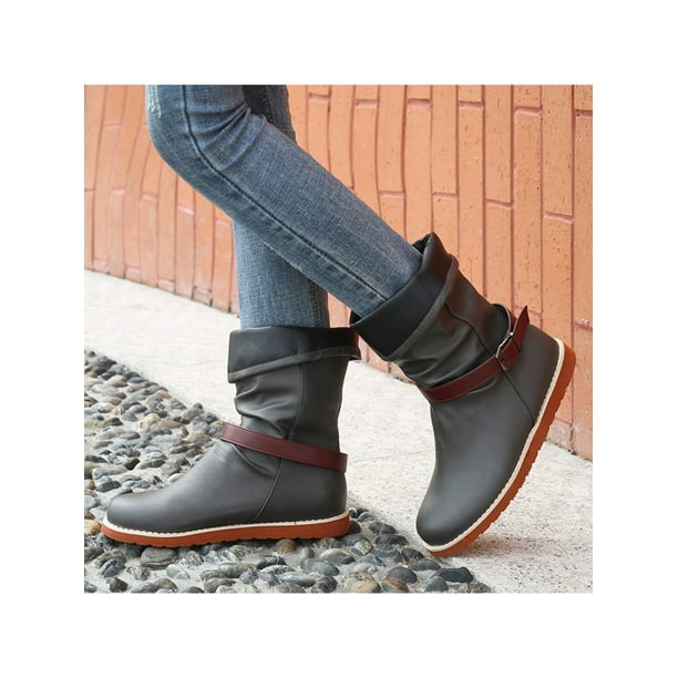 ladies mid calf flat boots
