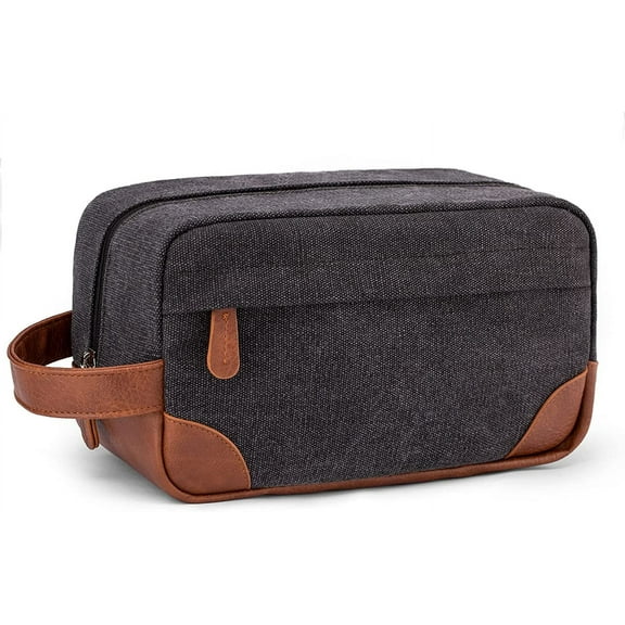 Toiletry Bag Hanging Dopp Kit for Men Water Resistant Canvas Shaving Bag with Large Capacity for Travel- Black
