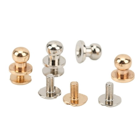 

Fyydes Rivets for Leather Chicago Screws 200 Set Chicago Screws 0.3x0.2in Pure Copper Glossy Durable Round Head Leather Rivets for Bag Case Clothes