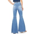 thumbnail image 2 of Kan Can Womens Juniors High Rise Sleek Stretchy Denim Flares (Medium Denim, 1), 2 of 4