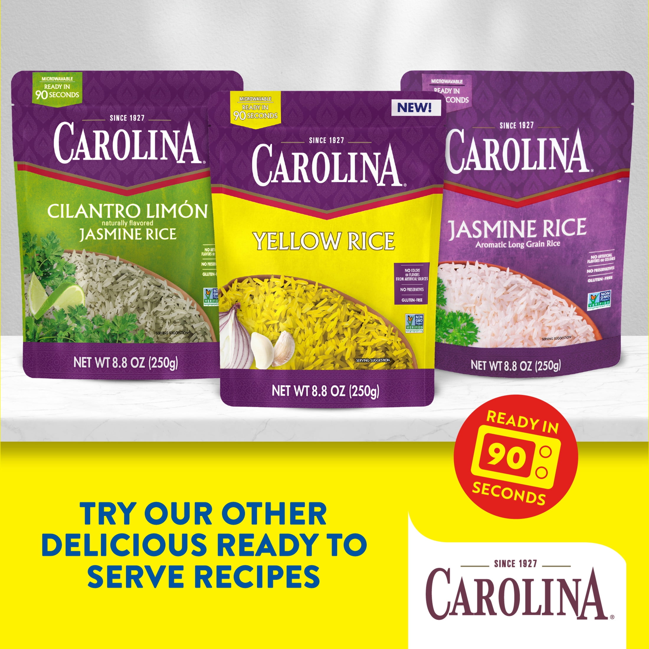 (3 pack) Carolina Seasoned Saffron Yellow Rice, Seasoned Long-Grain Rice with Spices, Gluten Free, 5 oz Bag