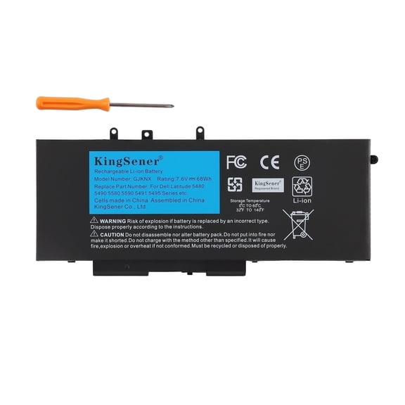 KingSener GJKNX 7.6V 68Wh Laptop Battery for Dell Latitude 5480, 5580, E5495, E5590, Precision 15 3520, M3530