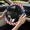 thumbnail image 4 of Yuyamidu American Flag Steering Wheel Cover Flannel Car Wrap Cover Sweat Absorption Auto Steering Wheel Protector Accessories for Most Cars Sedans, 4th of July, 4 of 7