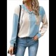 thumbnail image 3 of Sudadera con Capucha para Mujer, Cuello Abotonado, Cordón Ajustable, Sudadera Informal de Larga, Camisetas. Azul XL, 3 of 8