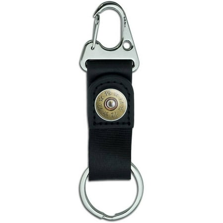 12 Gauge (Image Only) Spent Shell Bullet Belt Clip On Carabiner Leather Keychain Fabric Key Ring