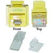 ACL Toolless RJ45 Female Cat5e Keystone Jack, Yellow, 20 Pack