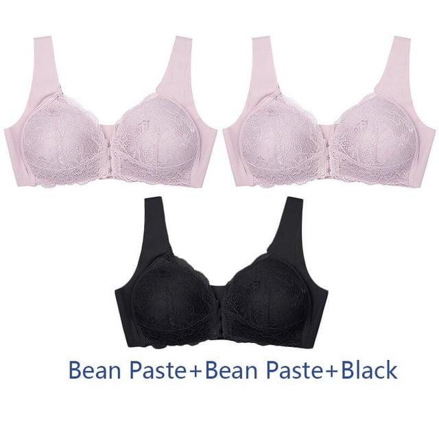 Bralette de encaje con cierre frontal para mujer, sujetador Sexy de talla grande, lencería femenina de piezas, ropa interior de realce, Top corto íntimo sin costuras, 3 M-5XL