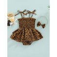 thumbnail image 2 of Baby Girl Pleated SKirt Romper Summer Strap Leopard Print One-Piece Summer Outfits with Hairband, 2 of 8