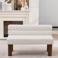 thumbnail image 2 of Oversized Modern Minimalist Bench, Armless Design, Wooden Frame, Ideal For Dining Room/bedroom/entryway,White, 2 of 11