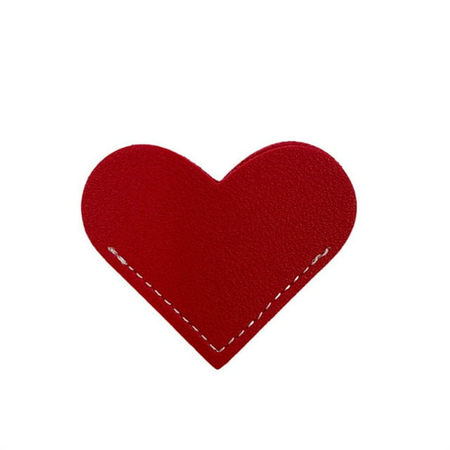 CAROOTU PU Leather Heart Bookmark Creative Book Corner Protective Cover Bookworm Present for Book Lover New