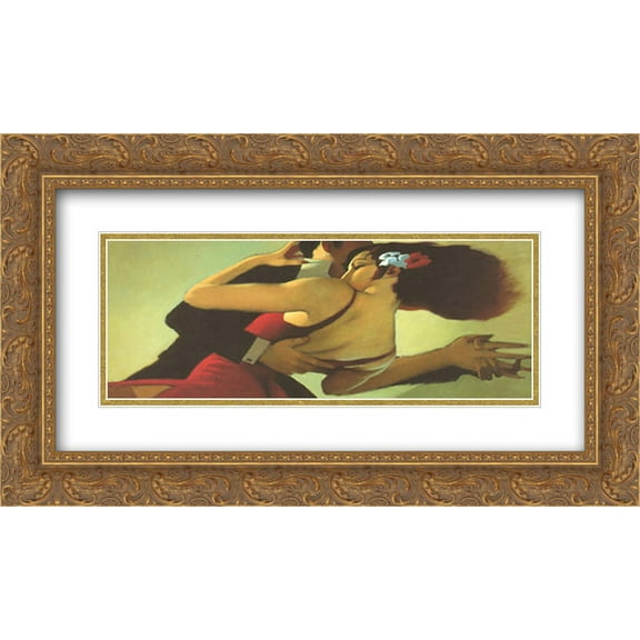 Tango Dancers 2x Matted 14x12 Gold Ornate Framed Art Print by Bill Brauer