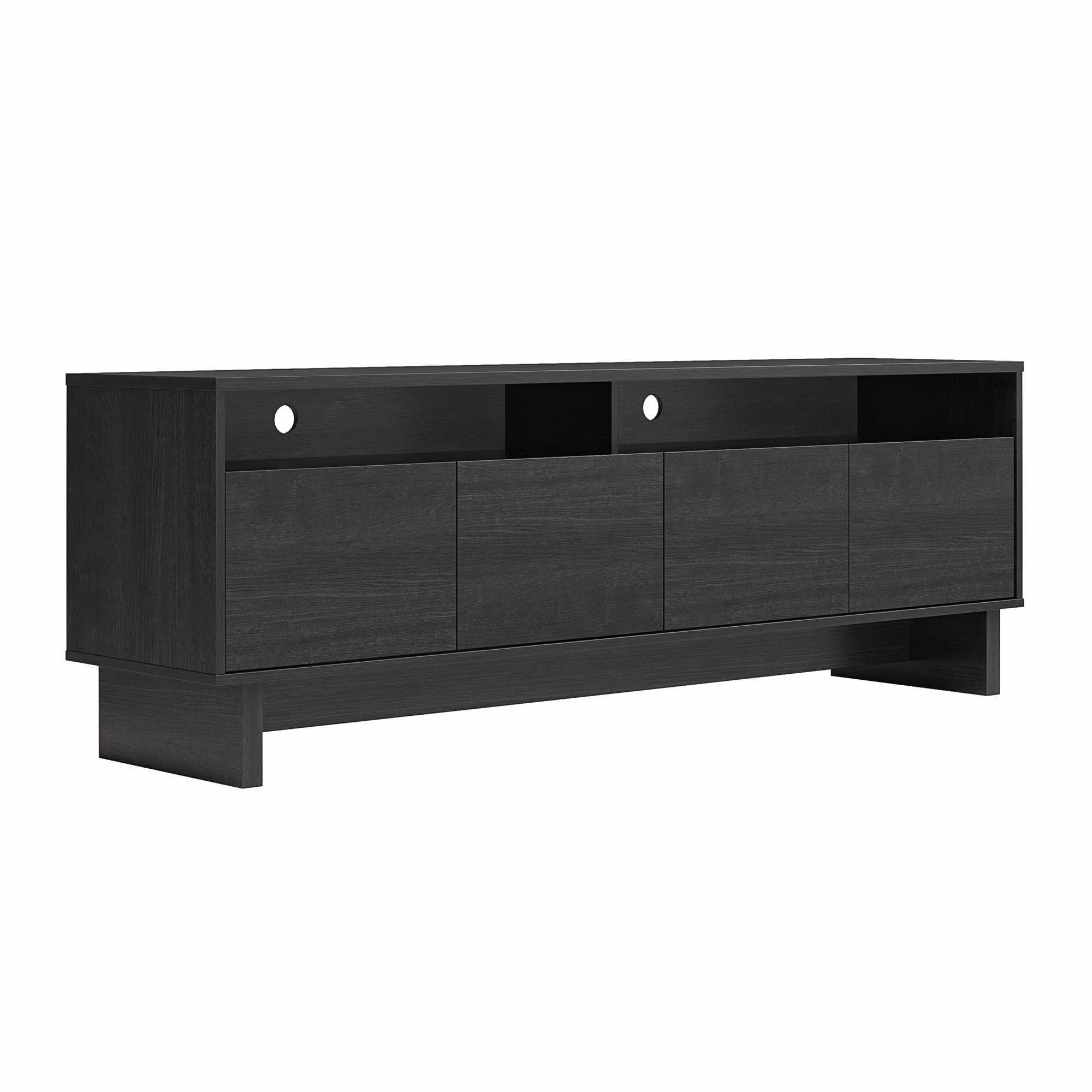 RealRooms Nivelle 4-Door TV Stand Console for TVs up to 75", Black Oak