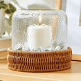 thumbnail image 2 of (2 pack) Better Homes & Gardens 7" Decorative Clear Hammered Glass Hurricane Pillar Candle Holder with Brown Woven Base, 2 of 7