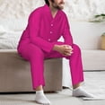 thumbnail image 7 of Naloa Darkmagenta Men’s Pajamas Set - Long Sleeve Button Down Sleep Shirt and Pajama Bottoms Sleepwear Set-XX-Large, 7 of 7