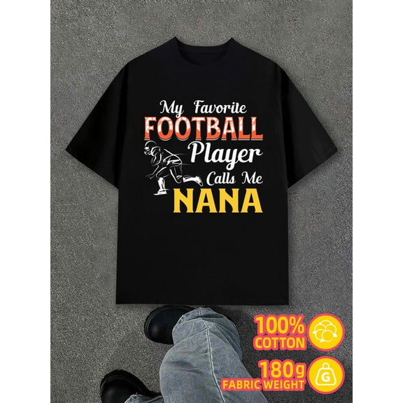 Football Nana T-Shirt mens 180G 100% Cotton white Classic Unisex Shirt Graphic Tee tshirts Retro Unisex Shirt Crewneck tshirts Basic Unisex Shirt Graphic tshirts