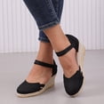 thumbnail image 3 of Dakaela Sandals for Women Closed Toe Platform Wedge Espadrilles Summer Slip on Ankle Strap Lightweight Dressy Casual Walking Shoes Black Size 9, 3 of 8