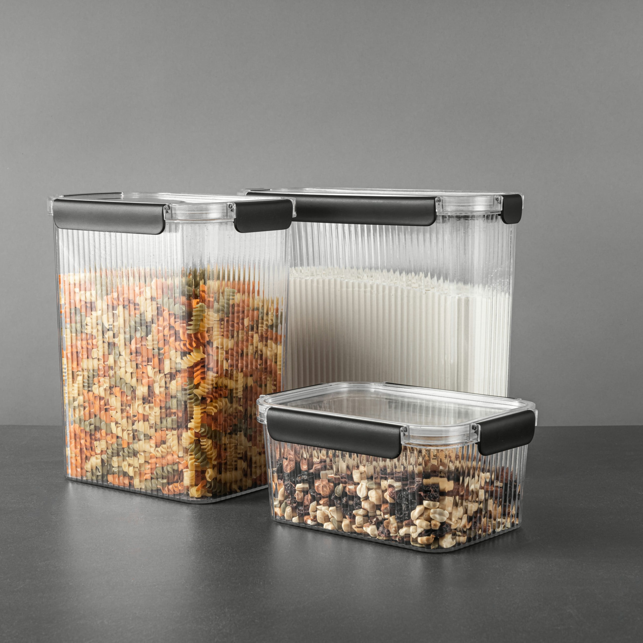 (2 pack) Thyme and Table 6-Piece Clear Ribbed Food Storage Container Set