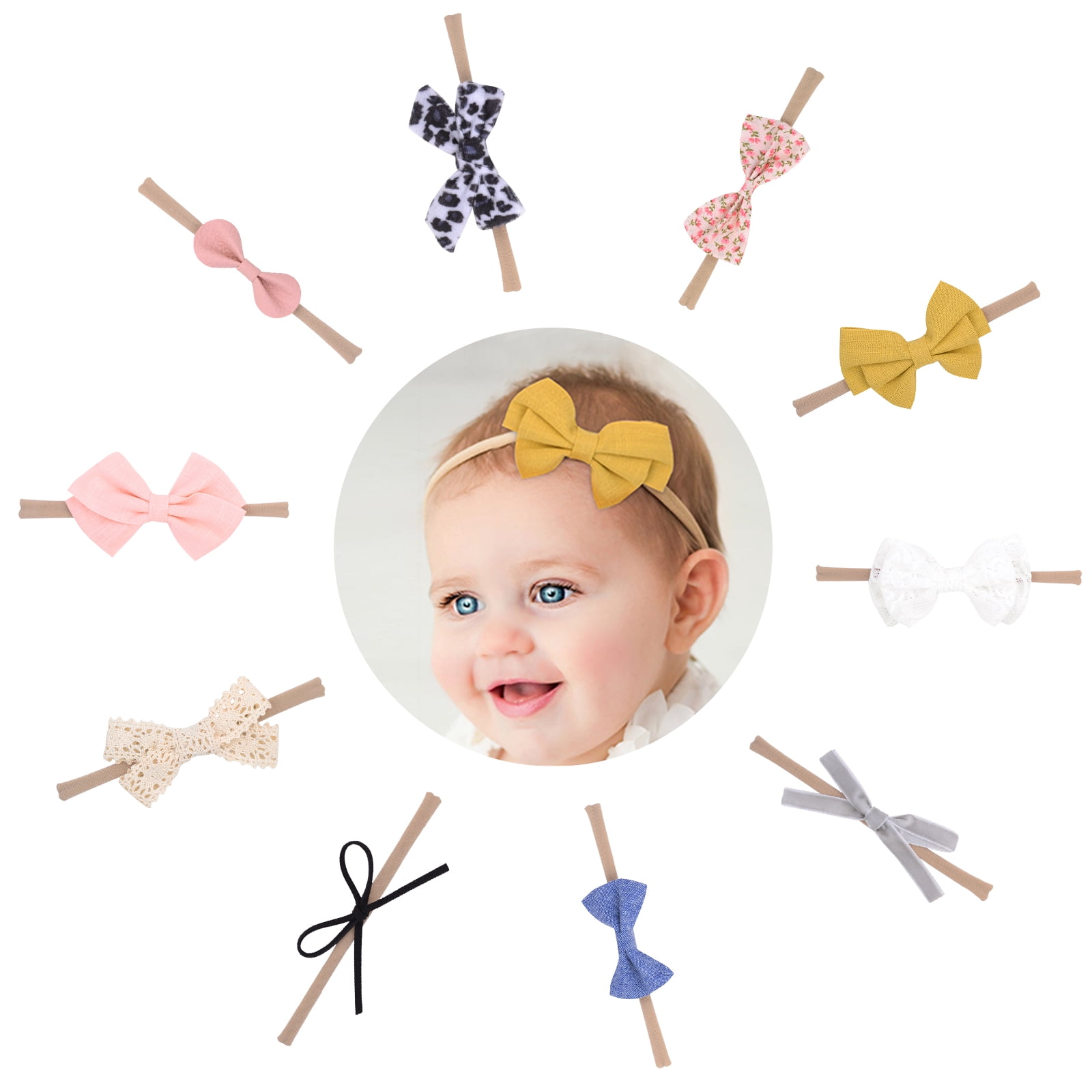 20/10pcs Baby Girl Soft Nylon Headbands,Newborn Infant Toddler